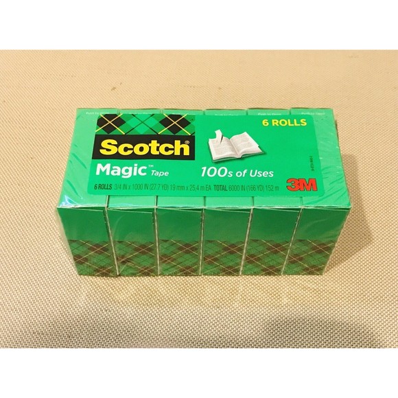 Scotch Magic Tape, 6 Rolls, Numerous Applications, Invisible, Engineered for Rep - Picture 1 of 2